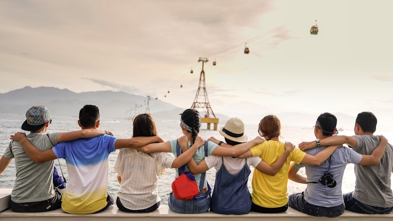 Friends watching the sunset together